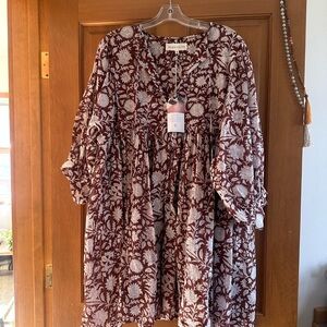 Daughters of India Dress in Brown and White